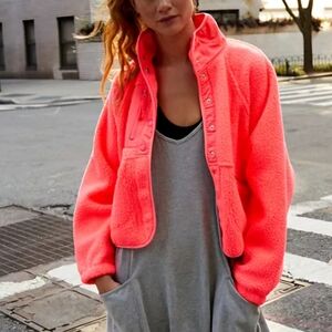 ✨️Free People🎊Hit The Slopes Fleece Jacket (color neon orange )